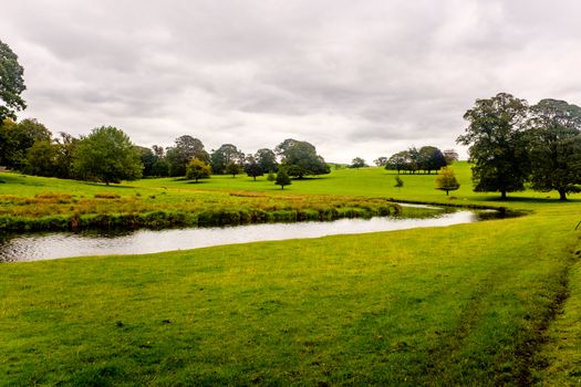 a bend in the River Bela at Dallam Park, Milnthorpe, Cumbria, England