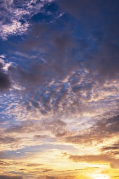 Pattern of colorful cloud and sky sunset or sunrise: Dramatic sunset in twilight, Beautyful of sky,  Abstract and pattern of cloud background