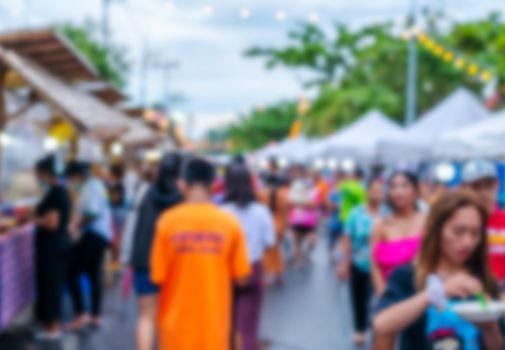 Abstract blur, people walking on street in food festival, Blurred for background design