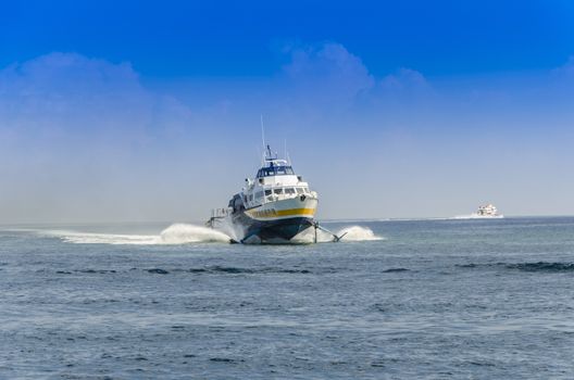 Ferries sailing the Tyrrhenian Sea are the main means of transport between the Aeolian Islands