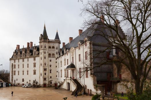 Nantes, France: 22 February 2020: Courtyard Castle of the Dukes of Brittany