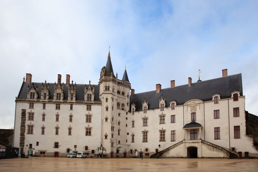 Nantes, France: 22 February 2020: Courtyard Castle of the Dukes of Brittany
