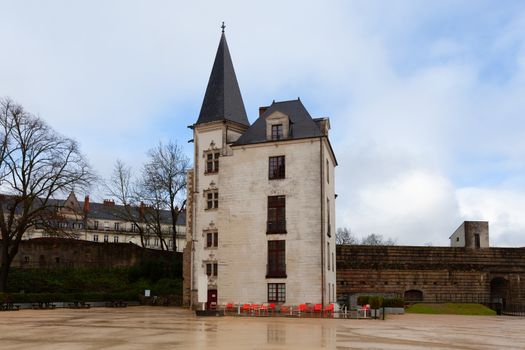 Nantes, France: 22 February 2020: Courtyard Castle of the Dukes of Brittany