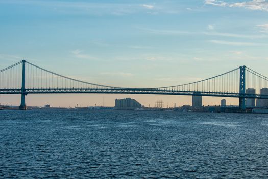 The View of the Ben Franklin Bridge Over the Deleware River From Penn Treaty Park