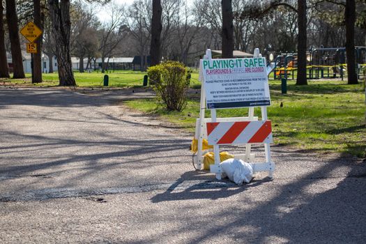 Hall County Taken 4-26-2020 Stolley Park Kids Kingdom Grand Island Nebraska Taped Off Covid-19. High quality photo