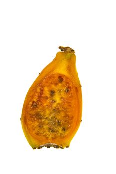 Various peeled cactus fruit, opuntia isolated on a white background