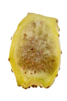 Various peeled cactus fruit, opuntia isolated on a white background