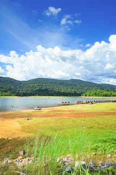 Beautiful landscape of Tha Krabak reservoir in Sa Kaeo province, Thailand.