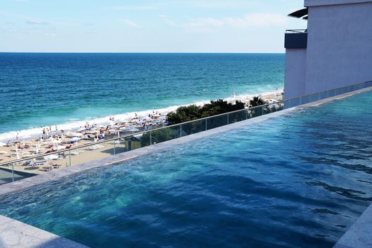 outdoor rooftop pool with sea view