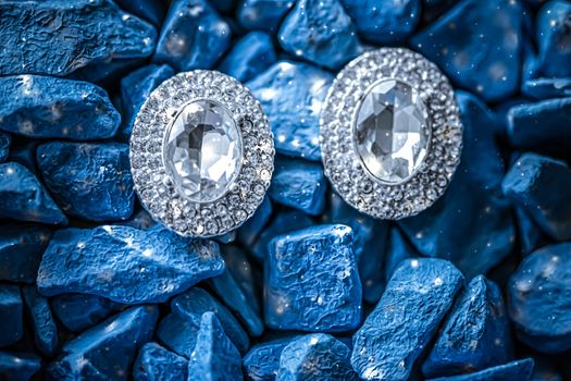 Luxury diamond earrings closeup, jewelry and fashion brands