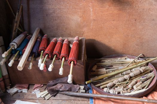 Inle Lake, Myanmar 12/16/2015 traditional paper making workshop in floating village. High quality photo