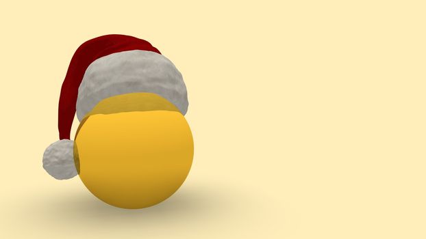 Christmas background with santa clause red hat isolated with copy space for text. Santa claus red cap with white pumpkin isolated on beautiful background