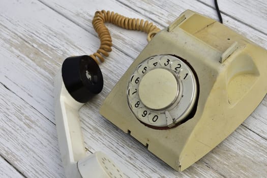 old rotary dial phone, off-hook