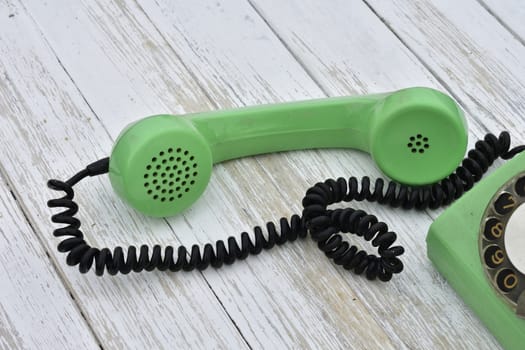 off-hook green color, on the table