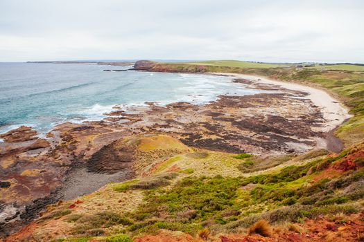 Pyramaid Rock and surrounding landscape in Philip Island, Victoria, Australia