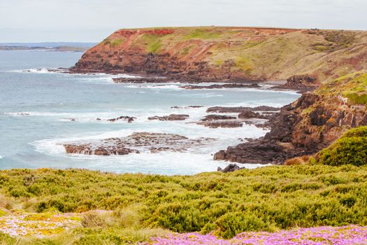Pyramaid Rock and surrounding landscape in Philip Island, Victoria, Australia