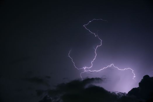 Dark cloud storm with thunder before raining