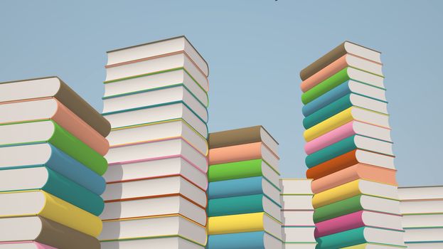Stacks of colorful books,  illustration background