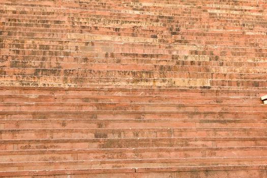 Red stone stairs at entrance of Buland Darwaza, Fatehpur Sikri, Agra, India