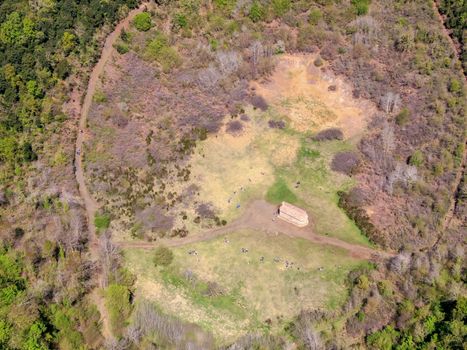 The Santa Margarida Volcano is an extinct volcano in the comarca of Garrotxa, Catalonia, Spain. The volcano has a perimeter of 2 km and a height of 682 meters in Garrotxa Volcanic Zone Natural Park