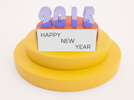 metallic 2015 text on two color podium with happy new year card