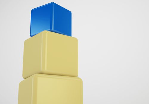 blue box showing leader, 3d cubes stack concept