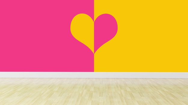 two color wall with heart shape, interior