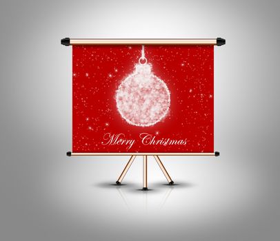 merry christmas, decoration ball on isolated banner. grey banner