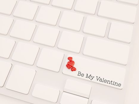 valentine's word button on keyboard with small heart shape object