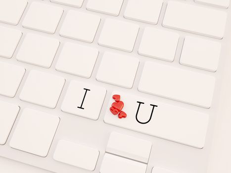 Online love, two hearts symbol at the computer key, i love you