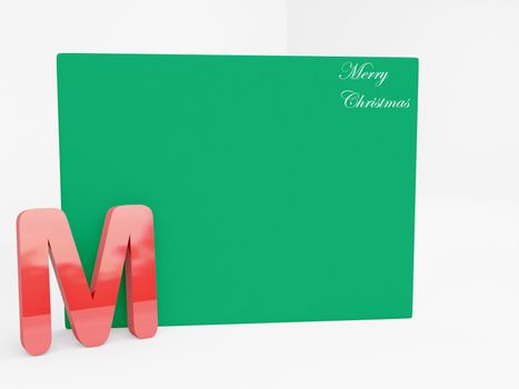 
3d red M alphabet with merry christmas text canvas