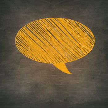 orange chalk speech bubble on grunge background