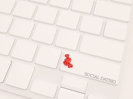 concepts of online dating, with message on enter key of keyboard.