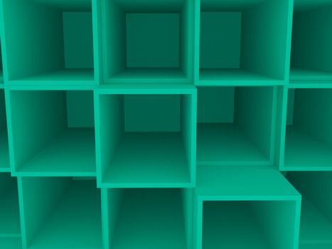 3d open wooden boxes on stack, background