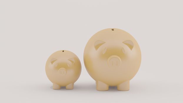 two piggy on floor, business concept