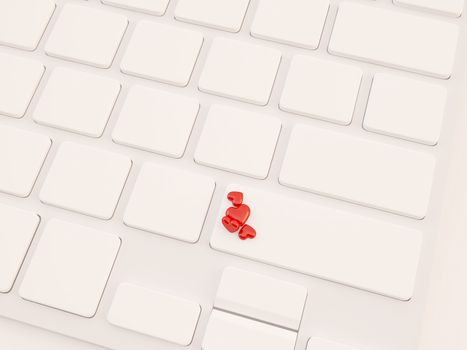 heart on keyboard, online dating concept