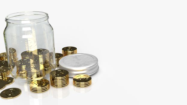 The Glass jars with coins for saving content 3d rendering