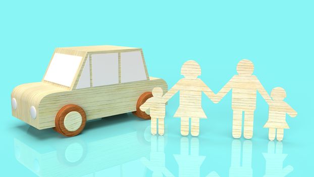 The Glass jars with coins and car wood for saving content 3d rendering.