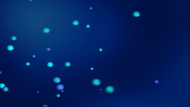 Dark blue bokeh background with blurred glowing bluish spheres. Unfocused blue bokeh background for blurry background