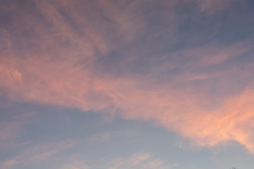 A Gorgeous Blue Sky With Pink Clouds at Sunset for Sky Replacement