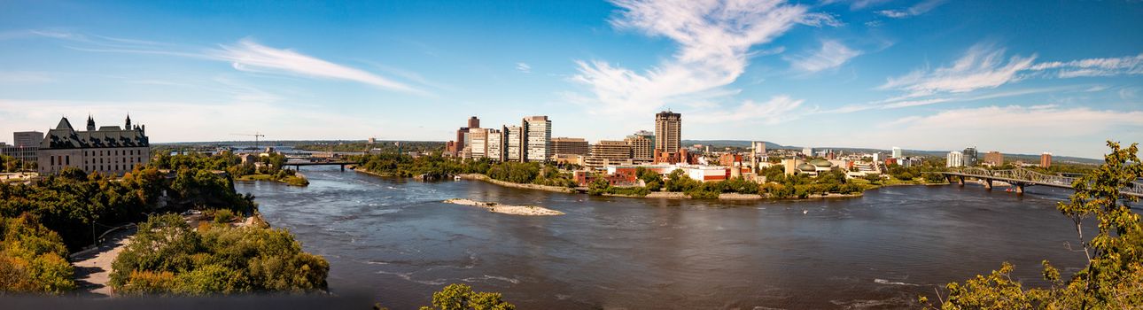 Panorama of Ottawa's skyline. Ottawa is the capital city of Canada and home to Canadian parliament. A popular tourist destination. High quality photo
