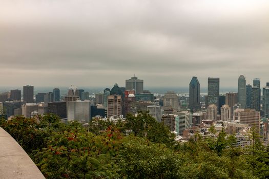 Montreal skyline view from the popular Mont Royal Lookout. High quality photo