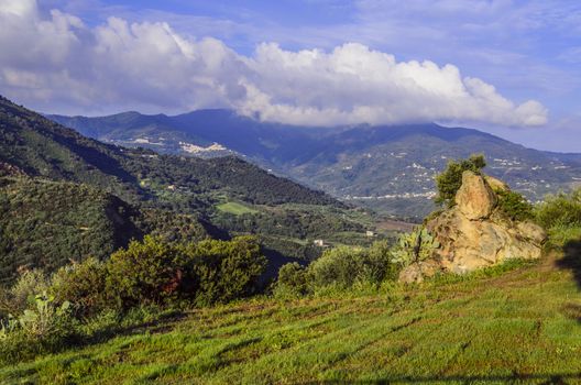 Aspect of the Sicilian territory in its north coast with valleys, mountains and with farmland and grazing