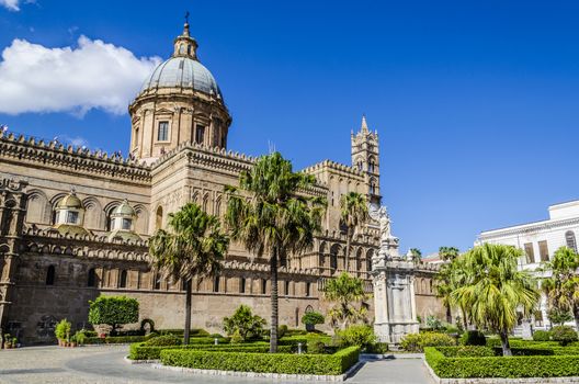 Facade of the Norman Arab-style palermo cathedral and declared a World Heritage Site