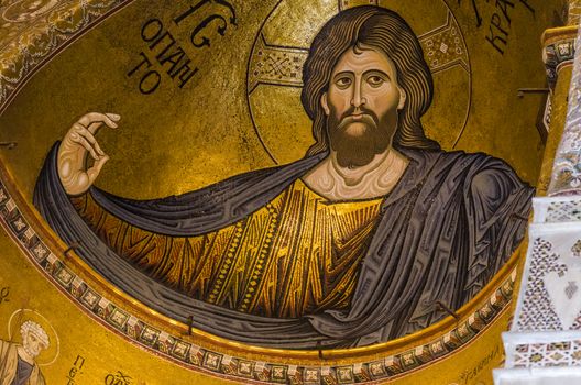 Close-up of the main icon of the main nave of the Monreale cathedral near the city of palermo sicily