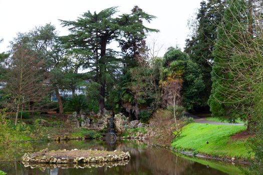 Nantes, France: 22 February 2020: Botanic garden of Nantes