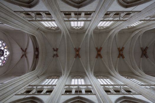 Nantes, France: 22 February 2020: Ceiling of Nantes Cathedral, Cathedral of St. Peter and St. Paul of Nantes