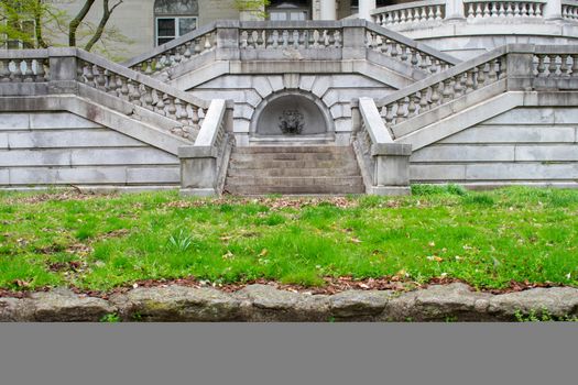 Detailed Stone Steps Leading Up to a Large Ornamental Mansion