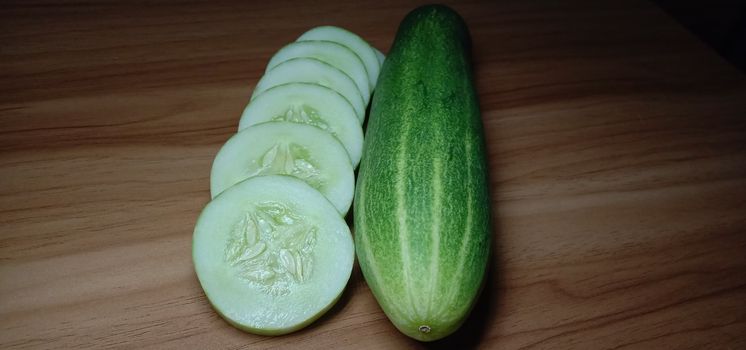 testy and healthy fresh cucumber closeup