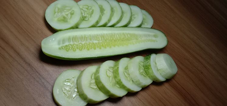 testy and healthy fresh cucumber closeup